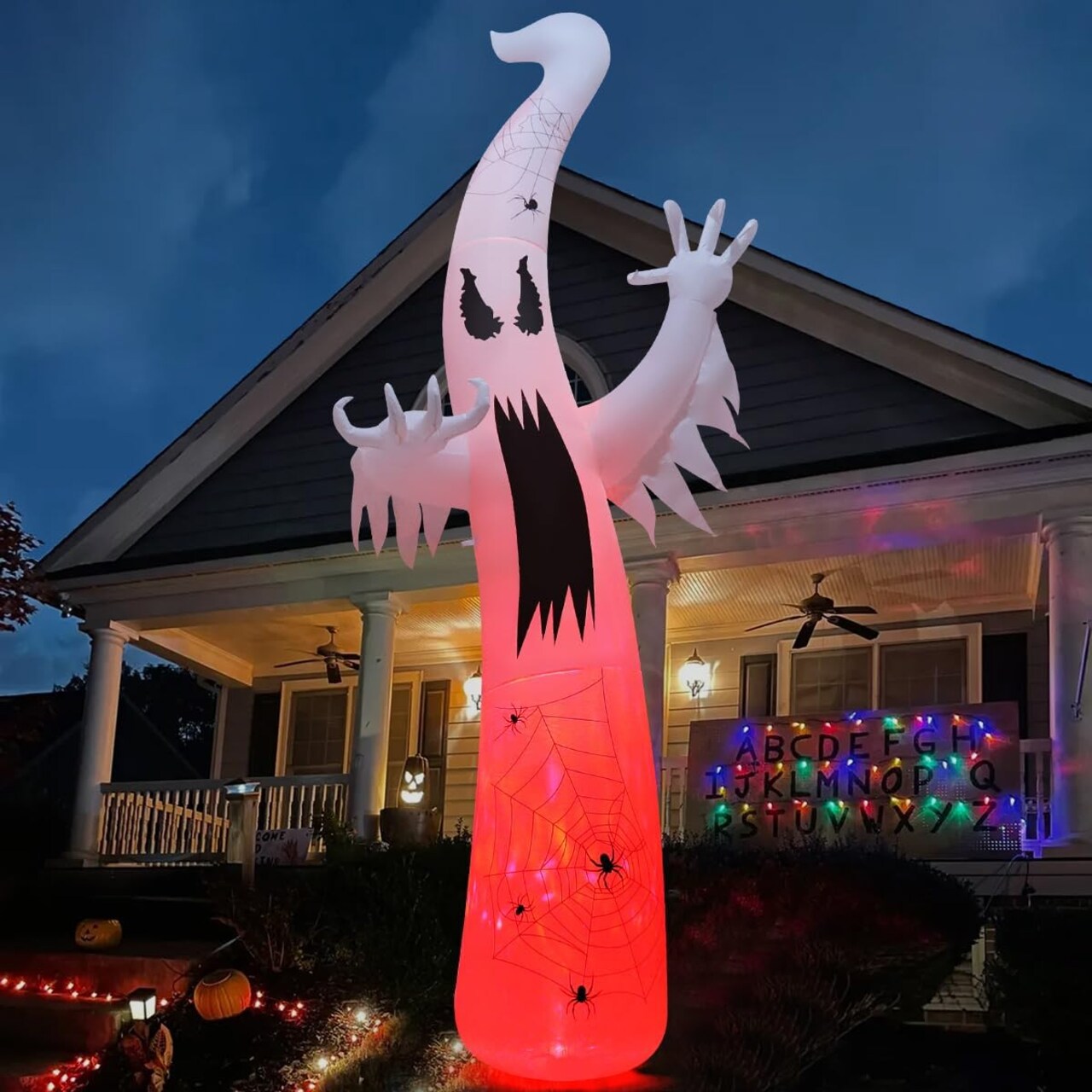 GOOSH 12 FT Halloween Inflatables Ghost Decorations Blow Up Yard Giant Towering Spooky Ghost